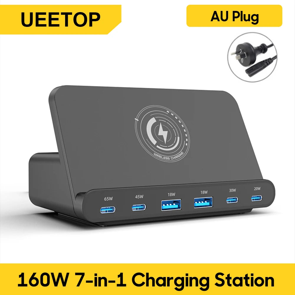 Ueetop 160W GaN USB Charging Station with Wireless Charger