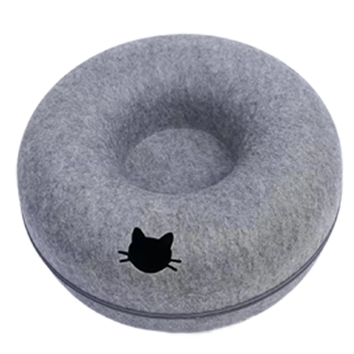 2-in-1 Felt Cat Tunnel Bed & Interactive Donut House