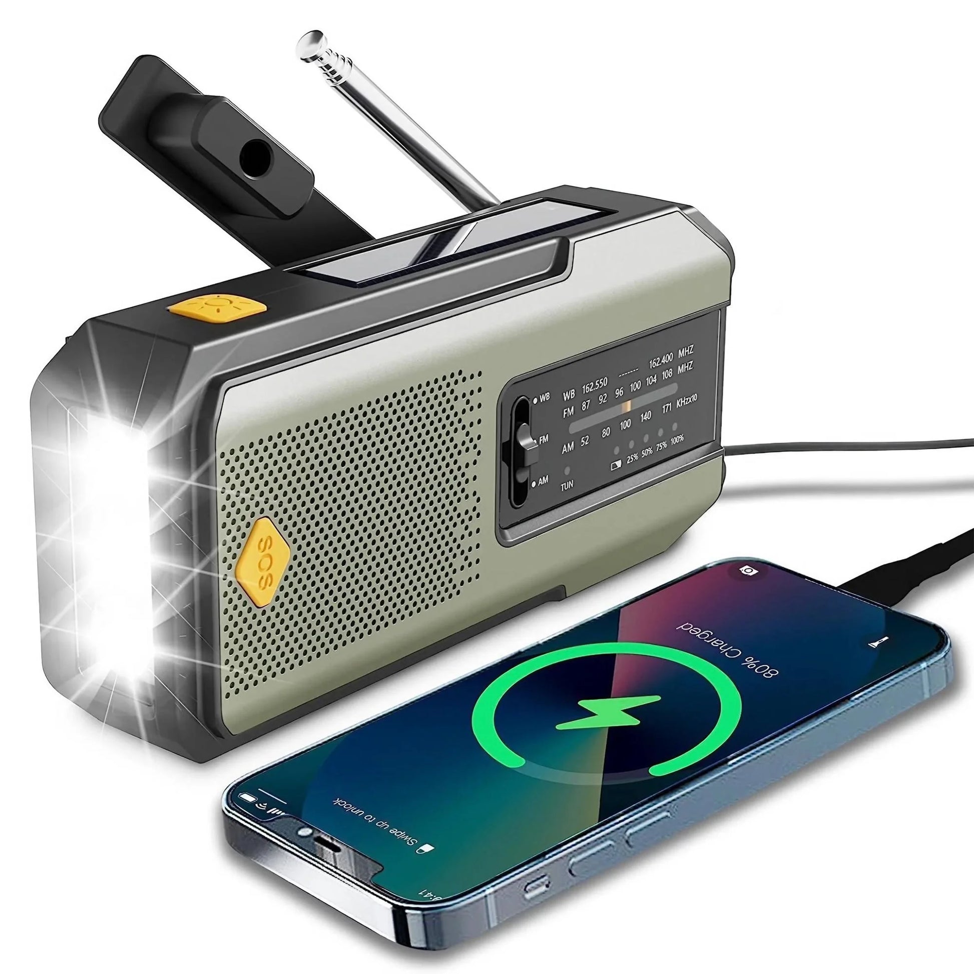 PowerGuard MAX™ Emergency Weather Radio — 4000mAh Power Bank | NOAA/AM/FM | Solar & Hand Crank | SOS Siren | Super-Bright LED Flashlight