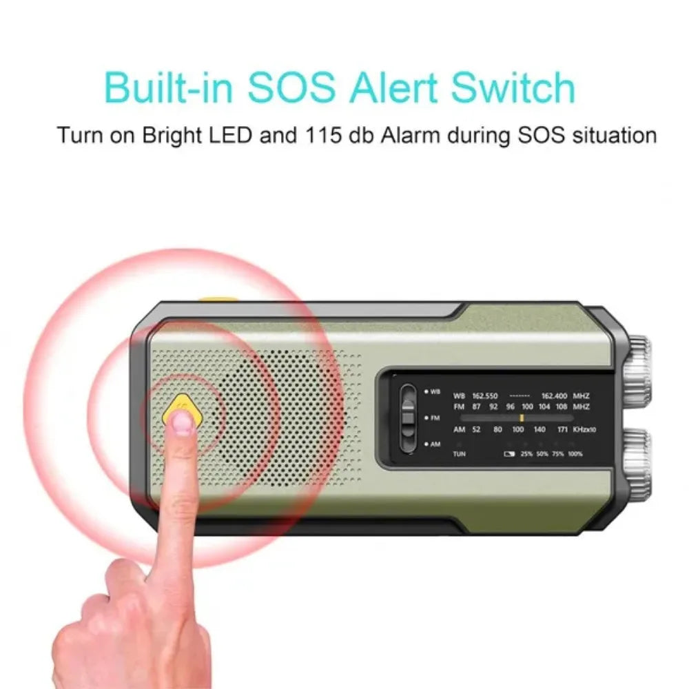 PowerGuard MAX™ Emergency Weather Radio — 4000mAh Power Bank | NOAA/AM/FM | Solar & Hand Crank | SOS Siren | Super-Bright LED Flashlight