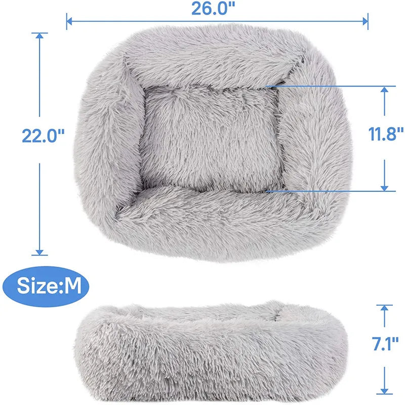 CloudNine Square Calming Dog Bed – Ultra-Soft Washable Plush