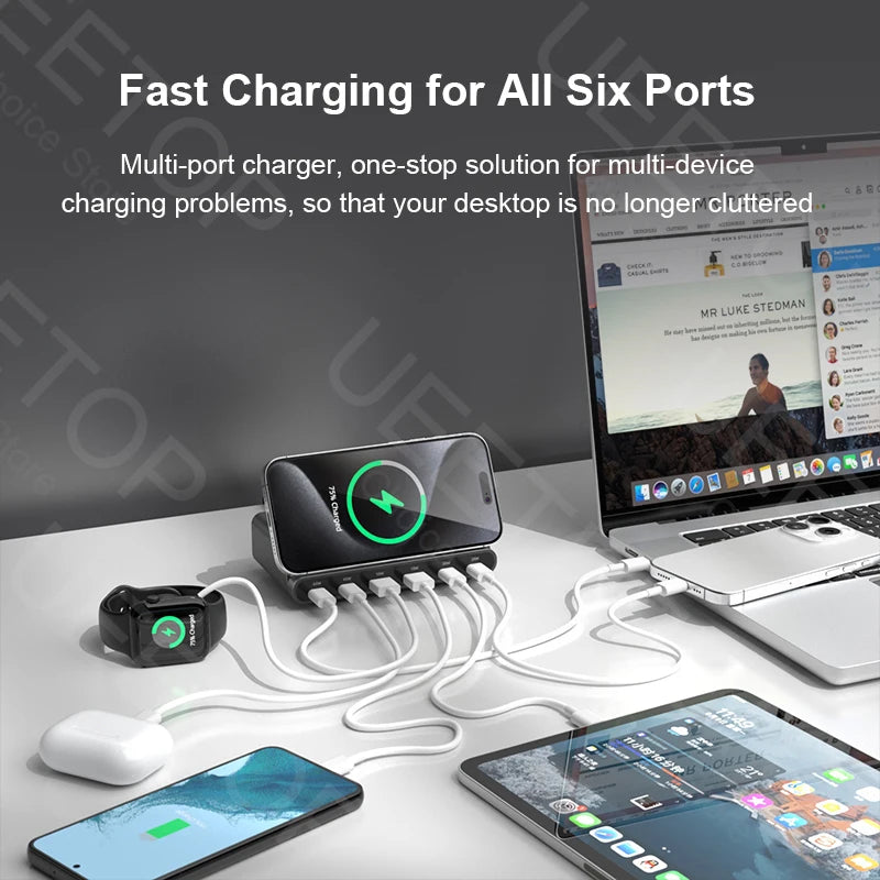Ueetop 160W GaN USB Charging Station with Wireless Charger