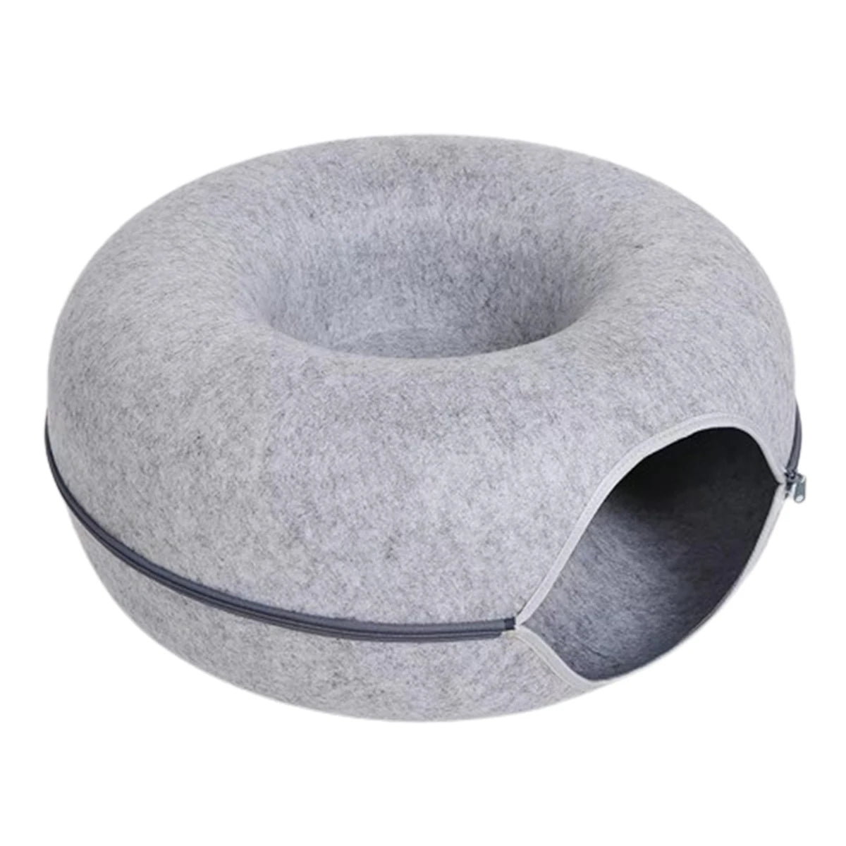 2-in-1 Felt Cat Tunnel Bed & Interactive Donut House