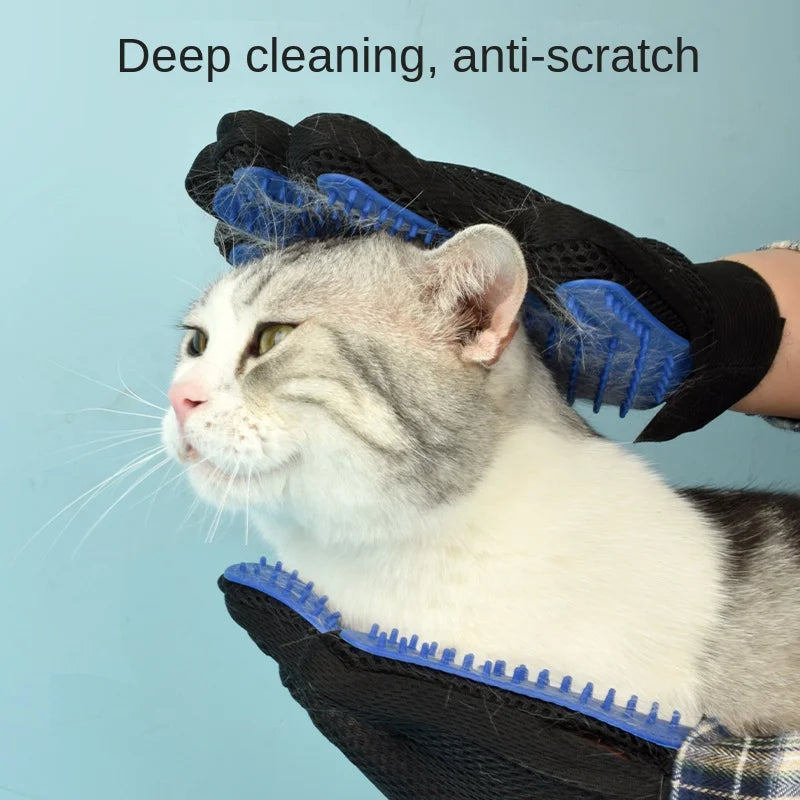 "Magic Touch 2-in-1 Pet Grooming & Bathing Gloves: Gentle Deshedding for Cats & Dogs"