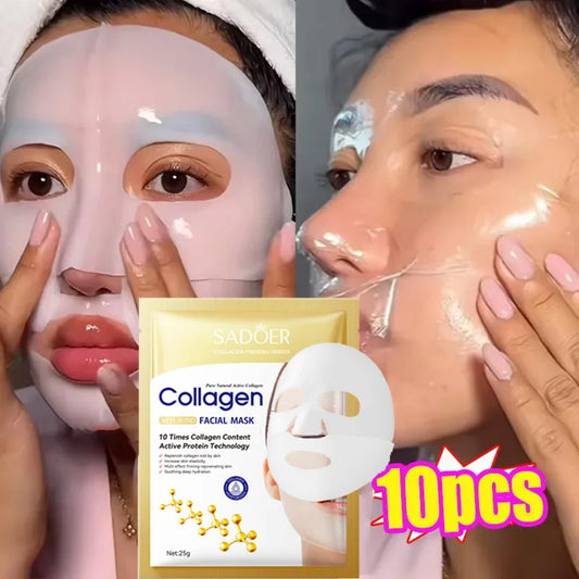 10pk Korean Collagen Firming Masks | Anti-Aging & Deep Glow Formula