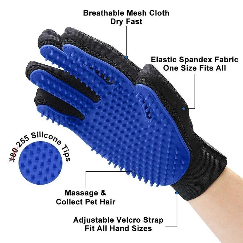 "Magic Touch 2-in-1 Pet Grooming & Bathing Gloves: Gentle Deshedding for Cats & Dogs"