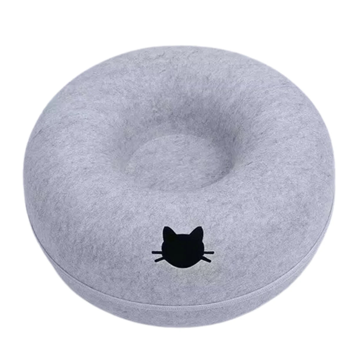 2-in-1 Felt Cat Tunnel Bed & Interactive Donut House