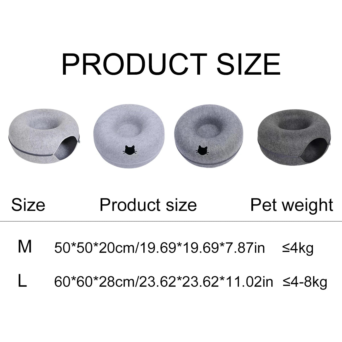 2-in-1 Felt Cat Tunnel Bed & Interactive Donut House