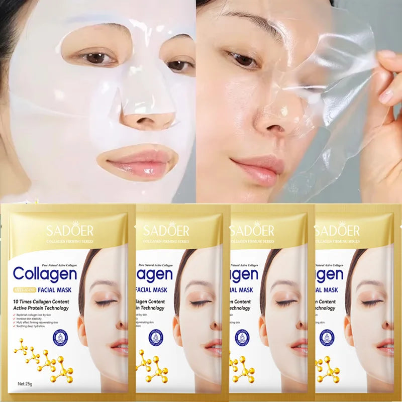 10pk Korean Collagen Firming Masks | Anti-Aging & Deep Glow Formula