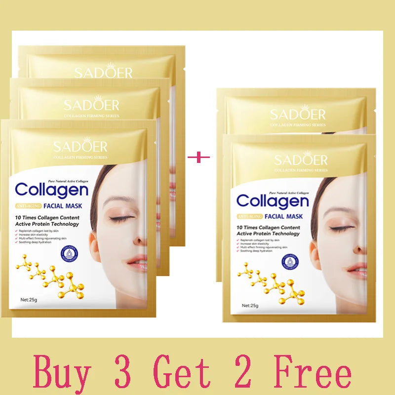10pk Korean Collagen Firming Masks | Anti-Aging & Deep Glow Formula