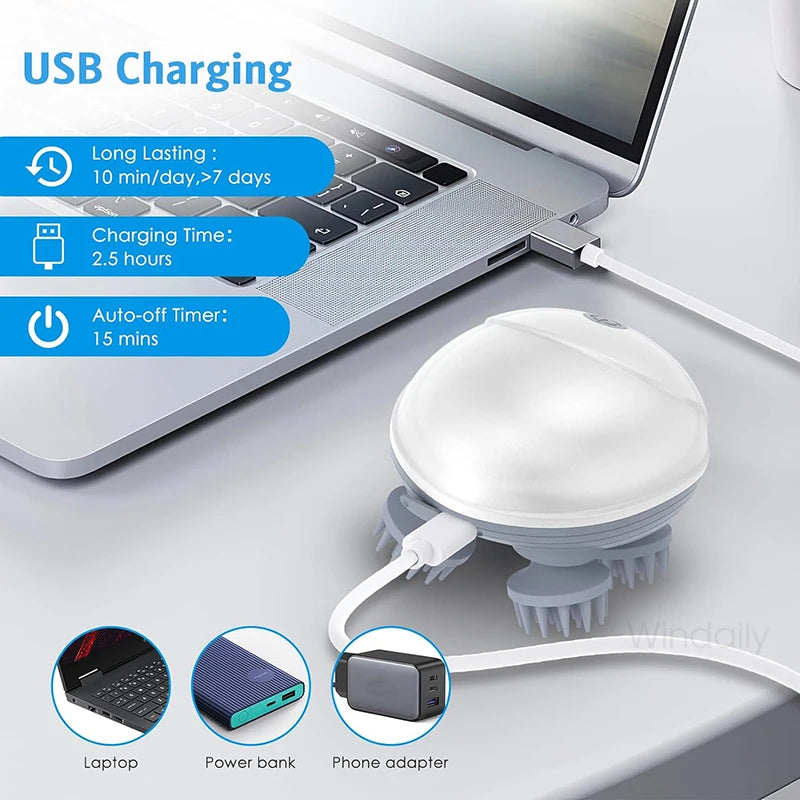 ZenPulse™ 4-in-1 Electric Massager: Deep Tissue Relief for Scalp, Body, & Pets