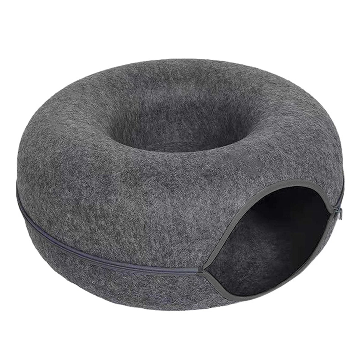 2-in-1 Felt Cat Tunnel Bed & Interactive Donut House