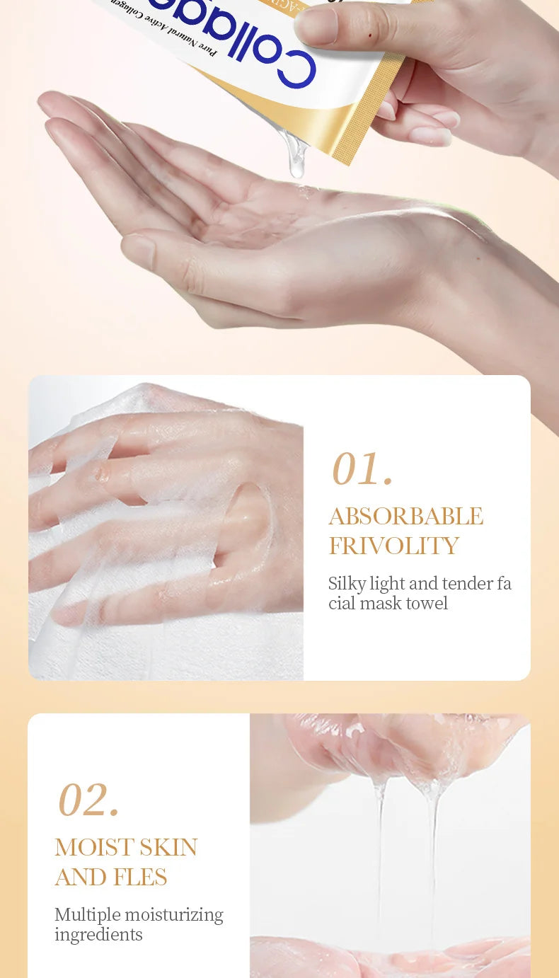 10pk Korean Collagen Firming Masks | Anti-Aging & Deep Glow Formula