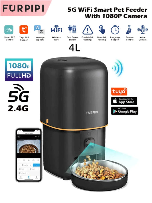 Smart Cat Feeder with Camera & WiFi (Dual Band 2.4G/5G)