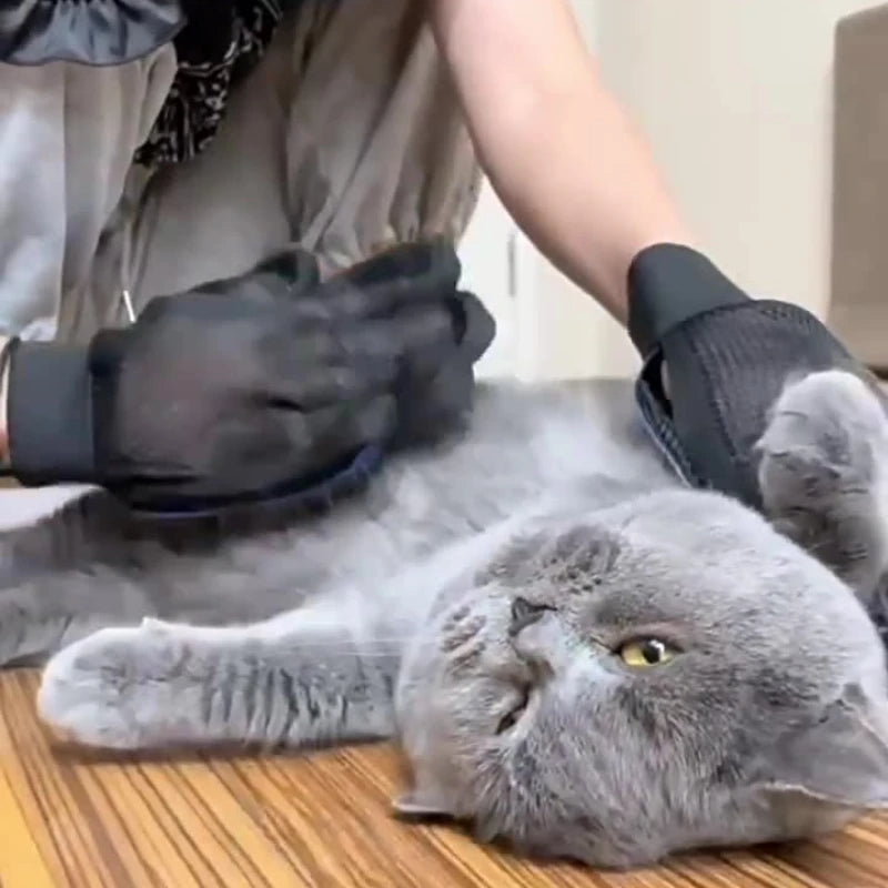 "Magic Touch 2-in-1 Pet Grooming & Bathing Gloves: Gentle Deshedding for Cats & Dogs"