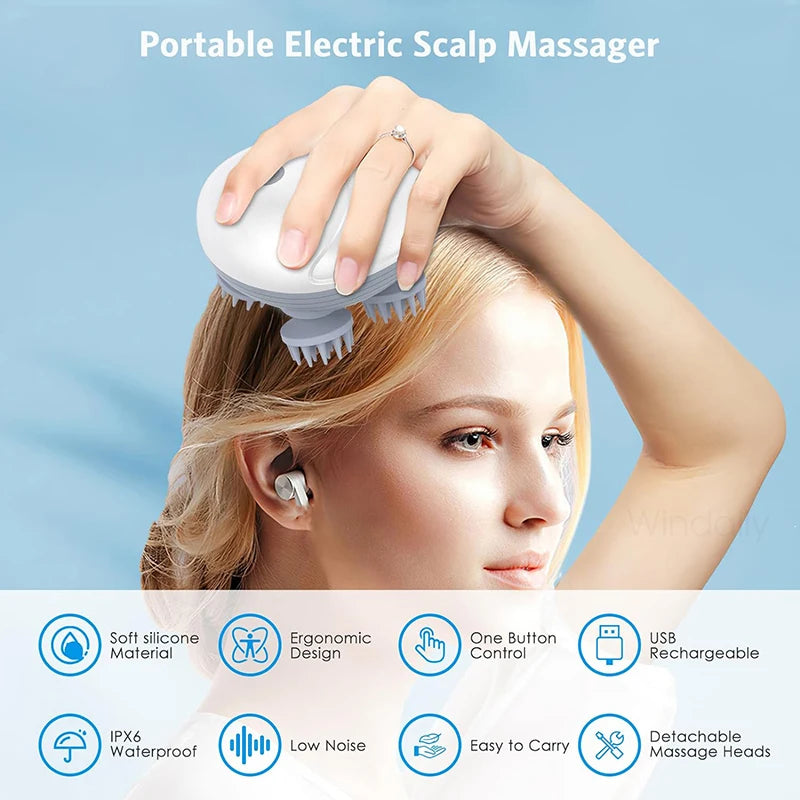 ZenPulse™ 4-in-1 Electric Massager: Deep Tissue Relief for Scalp, Body, & Pets